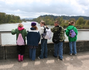 Kids by the Willamette River