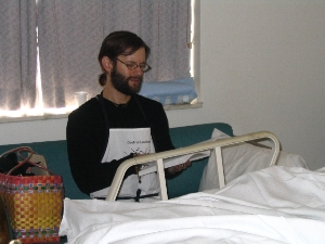 Reading poetry to a patient