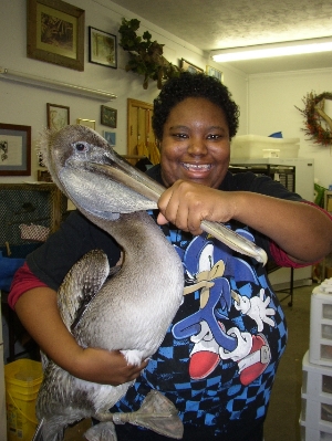 Ashley Smith carries pelican
