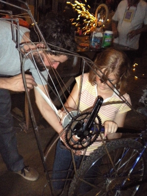 Student Building an Art Bike