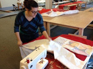 sewing at the studio!