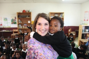 Sarah, a former volunteer, pictured with Sonele