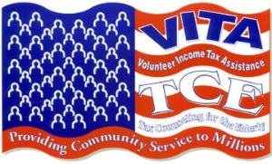 Volunteers prepare tax returns