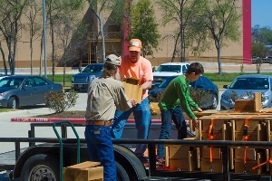 Unload nestboxes from trailers