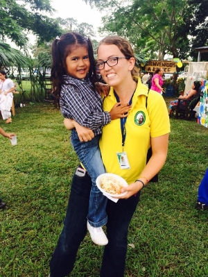 Volunteer Erin Fitzgerald with a student