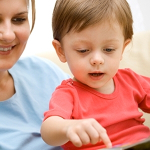 Mom reading with child