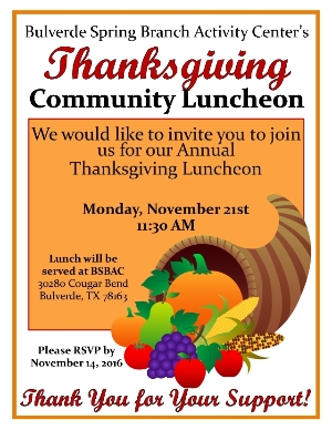 Thanksgiving Community Luncheon Flyer