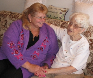 HHH Volunteer Linda with a Patient