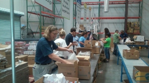 Volunteers sorting in the VAC