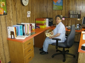 Pat working in the front office