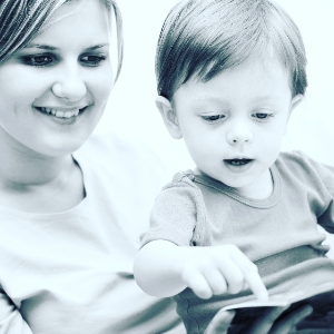 Mother and child reading